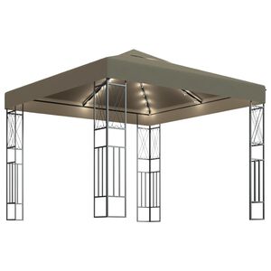 vidaXL Шатра с LED светещи стрингове, 3х3 м, таупе, текстил