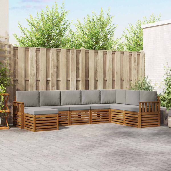 vidaXL Комплекти дивани с възглавница 8 pcs Естествено и светло сиво