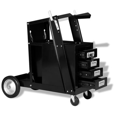 vidaXL Заваръчна количка с 4 чекмеджета, черна