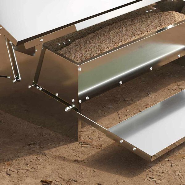 vidaXL Кокошка Т ределна хранилка Сребрист 75 x 53 x 20,5 см