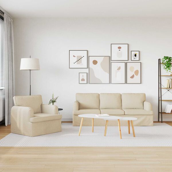 vidaXL Диван 2 pcs Крем 144 x 80 x 85 см текстил