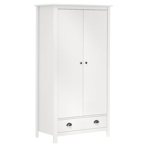 vidaXL Гардероб с 2 врати Hill бял 89x50x170 см борово дърво масив