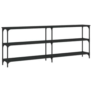 vidaXL Конзолна маса, черна, 200x29x75 см, инженерно дърво