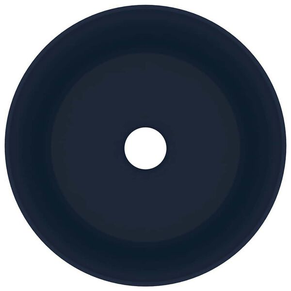 vidaXL Луксозна кръгла мивка, матово тъмносиня, 40x15 см, керамика