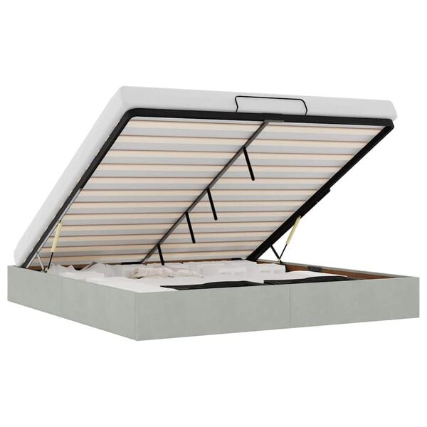 vidaXL Османска рамка за легло без матрак, светлосива 160x200см кадифе