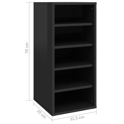 vidaXL Шкаф за обувки, черен гланц, 31,5x35x70 см, ПДЧ