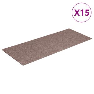 vidaXL Изтривалки за стълби, самозалепващи се, 15 бр., 60x25 см, светлокафяви, правоъгълни