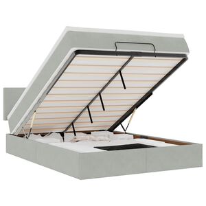 vidaXL Османска легло с матрак и LED, светлосиво, 140x190 см, кадифе