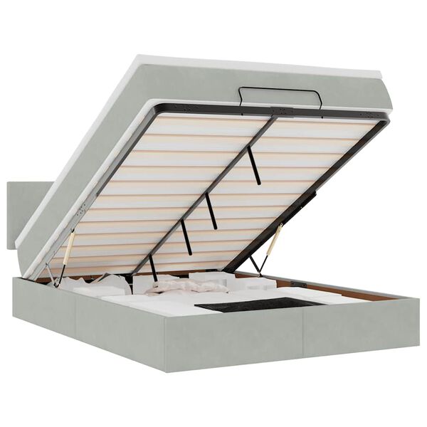 vidaXL Османска легло с матрак и LED, светлосиво, 140x190 см, кадифе