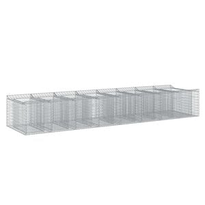 vidaXL Габиона повдигнато легло 3 бр. 400 x 100 x 60 см Сребристо