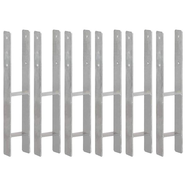 vidaXL Оградни подпори 6 бр сребристи 10x6x60 см поцинкована стомана