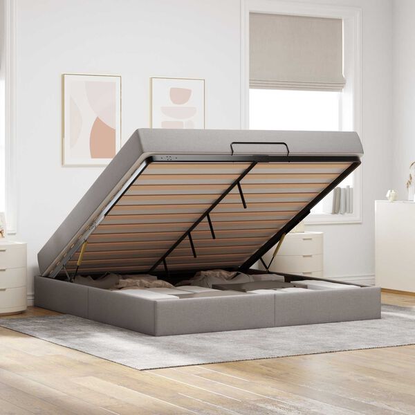 vidaXL Рамка за легло с матрак с матрак 2 pcs Таупе текстил