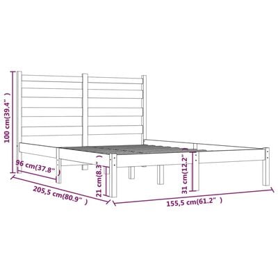 vidaXL Рамка за легло, бор масив, 150x200 см, King Size