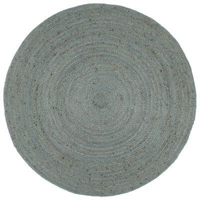 vidaXL Ръчно тъкан килим от юта, кръгъл, 210 см, маслиненозелен