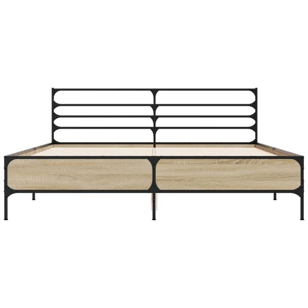 vidaXL Рамка за легло, дъб сонома, 150x200 см, инженерно дърво и метал