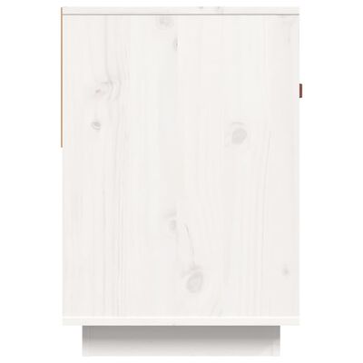 vidaXL ТВ шкаф, бял, 90x40x60 см, бор масив