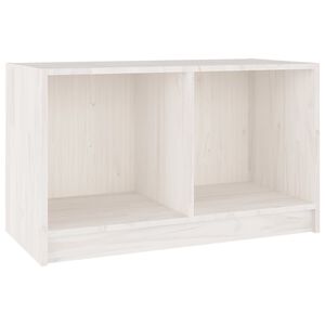 vidaXL ТВ шкаф, бял, 70x33x42 см, бор масив