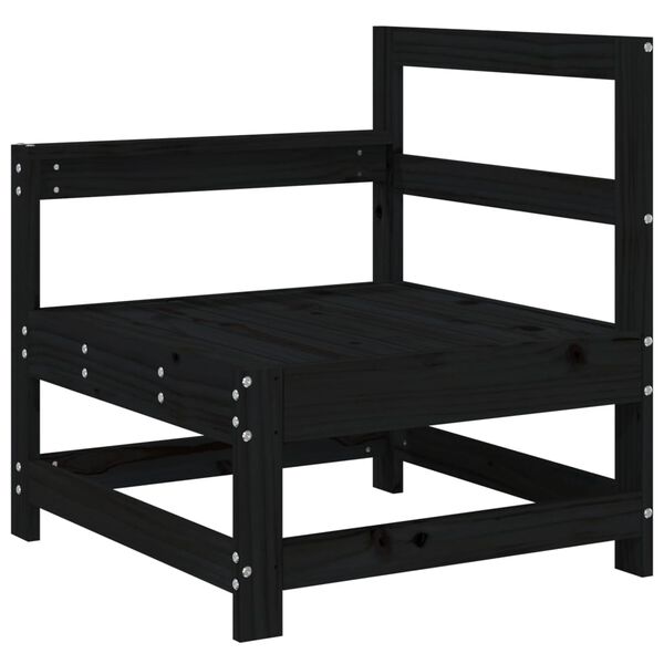 vidaXL Градински лаундж комплект, 3 части, черен, бор масив