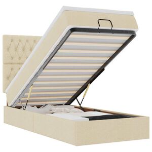 vidaXL Османска легло с матрак, кремаво, 90x190 см, плат