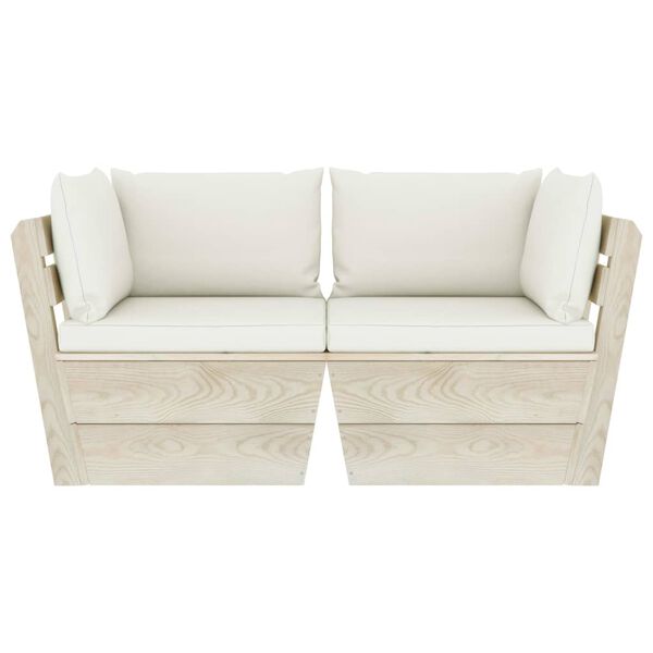 vidaXL Градински 2-местен палетен диван възглавници импрегниран смърч