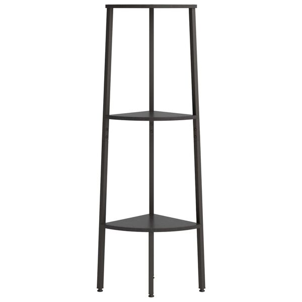 vidaXL Ъглова етажерка с 3 рафта черна 45,5x31,5x120 см