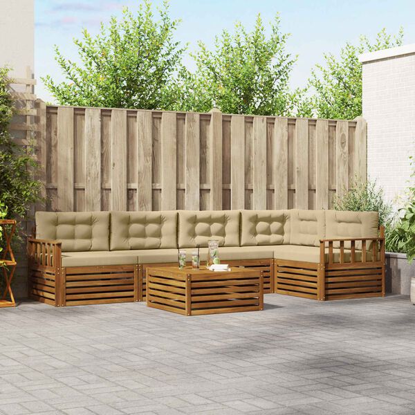 vidaXL Комплект дивани за открито 6 pcs Натурален и Бежов