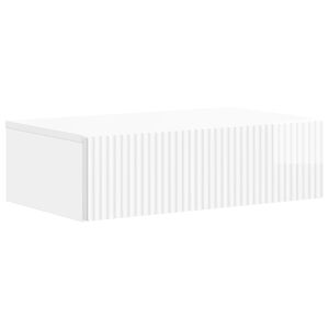 vidaXL Стенен страничен масичка Бял гланц 59 x 34,5 x 17 см