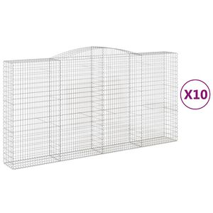 vidaXL Кошници габион арка 10 бр 400x50x200/220 см поцинковано желязо