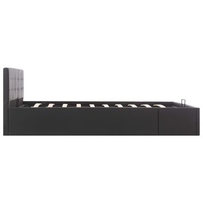 vidaXL Легло с повдигащ механизъм, черно, изкуствена кожа, 160x200 cм