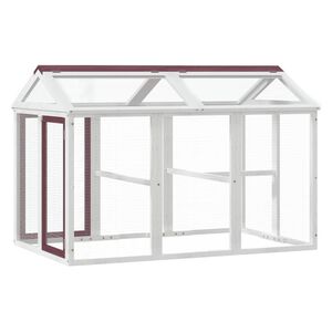 vidaXL Кафез за открито, мока, 141x94x104 см, борово дърво масив