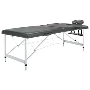 vidaXL Масажна кушетка с 2 зони, алуминиева рамка, антрацит, 186х68 см