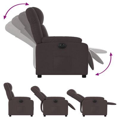vidaXL Електрически реклайнер стол, тъмнокафяв, текстил