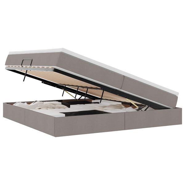 vidaXL Легло с място за съхранение и матрак Таупе 200 x 200 cm