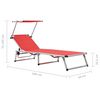 312459 vidaXL Folding Sun Loungers with Roof 2 pcs Aluminium&Textilene Red