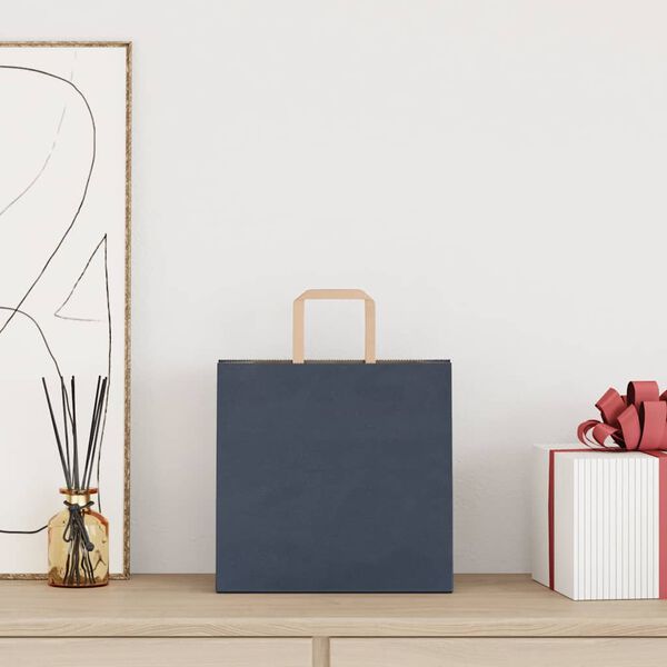 vidaXL Хартиени торбички 50 бр с дръжки сини 26x17x25 см