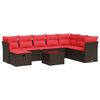 vidaXL Градински комплект диван с възглавници 9 части кафяв полиратан