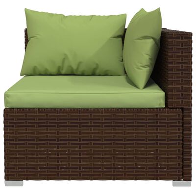 vidaXL 2-местен диван с възглавници, кафяв, полиратан