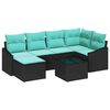 vidaXL Комплект дивани с възглавница 7 pcs Черно полиратан