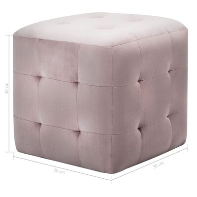 vidaXL Нощни шкафчета, 2 бр, розови, 30x30x30 см, кадифен текстил