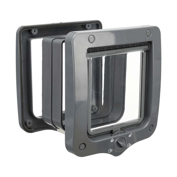 TRIXIE Котешка врата, 4-посочна, с 2 тунела, сива