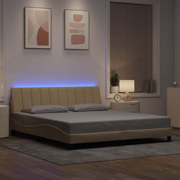 vidaXL Рамка за легло без матрак Hanko, кремава, 180x200 см, плат