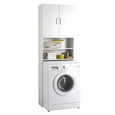 FMD Шкаф за пералня с място за съхранение, бял