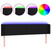 vidaXL LED горна табла за легло, черна, 183x16x78/88 см, плат