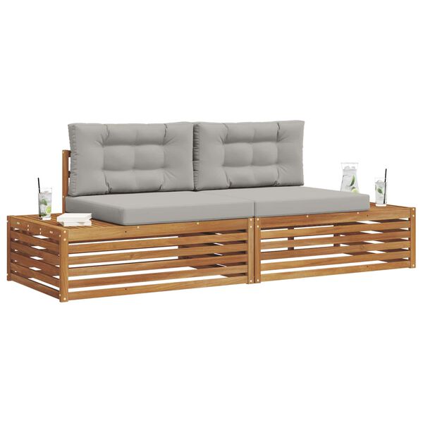 vidaXL Комплект дивани за открито 2 Брой Естествено и светло сиво
