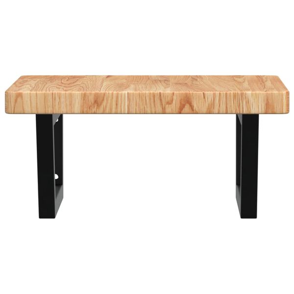 vidaXL Стенен рафт за мивка, стомана и масивно дърво дъб