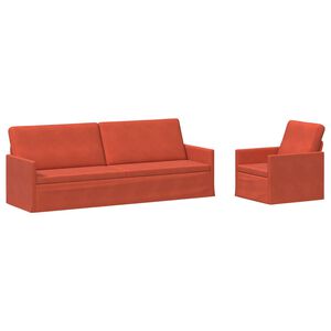 vidaXL Комплект дивани 2 pcs Червено оранжево Кордюрова тъкан