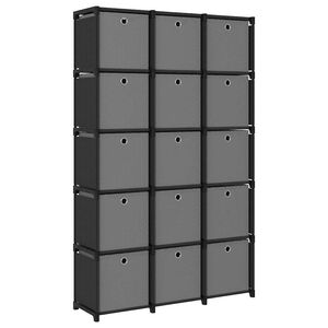 vidaXL Органайзер с 15 отделения с кутии, черен, 103x30x175,5 см, плат
