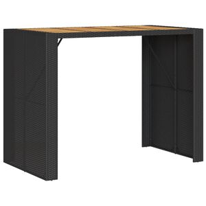 vidaXL Градинска бар маса с плот акация черно 145x80x110 см полиратан