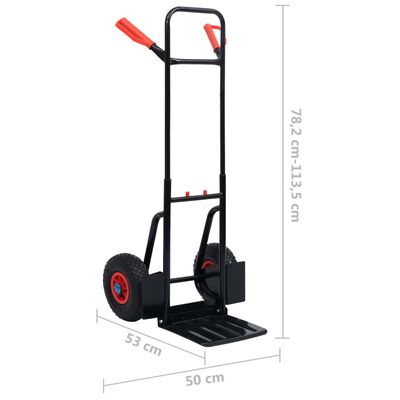 vidaXL Телескопична ръчна количка, 200 кг, черно и червено