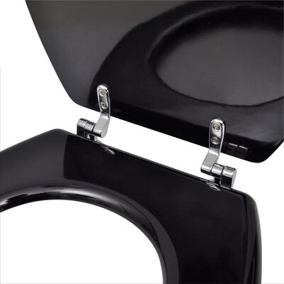 vidaXL WC тоалетна седалка МДФ капак изчистен дизайн черна